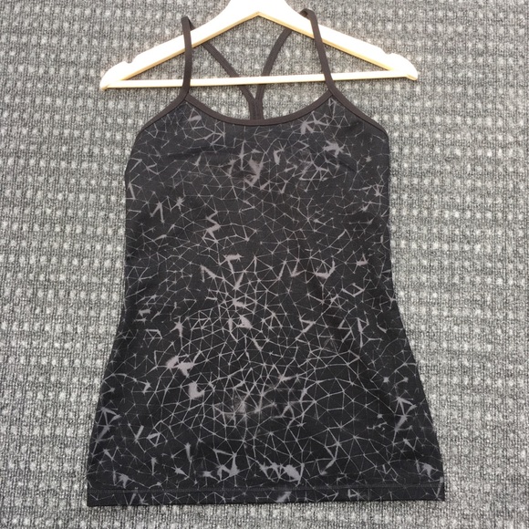 lululemon athletica Tops - Lululemon Power Y Tank Black and Grey Design 6